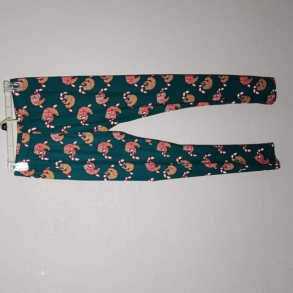 Gold Metal Leggings Womens size M juniors Sloth Christmas - Picture 1 of 8